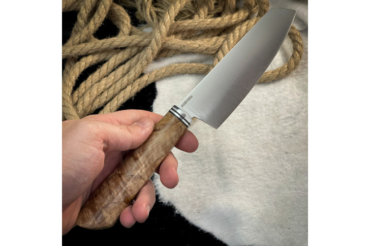 Нож Кири (Aus10Co, Линза, стаб. карельская береза)