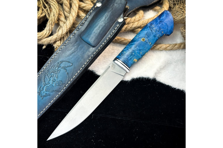 Нож Вель Люкс (AUS10cobalt, стаб. клён)