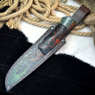 Нож Вежда Люкс (M398, стаб. кап клена, мокуме-гане)