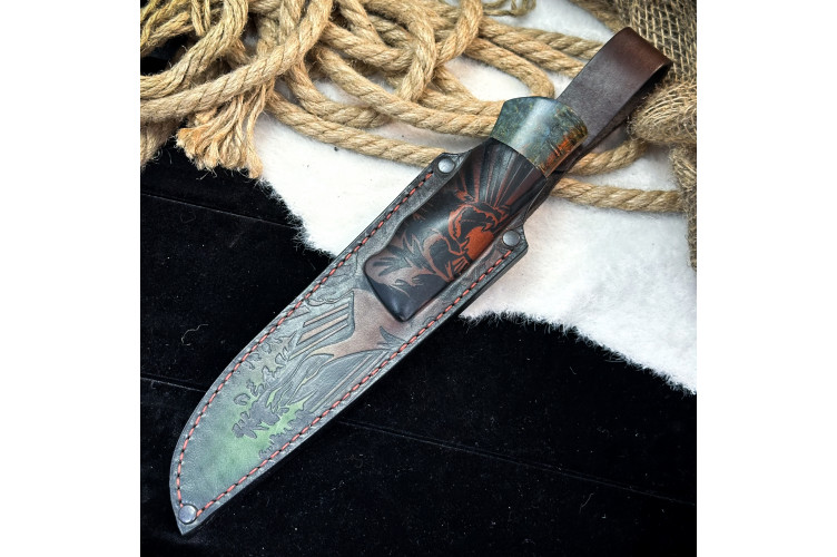 Нож Вежда Люкс (M398, стаб. кап клена, мокуме-гане)
