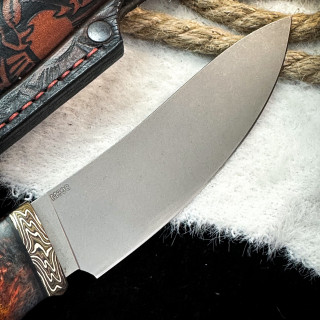 Нож Вежда Люкс (M398, стаб. кап клена, мокуме-гане)