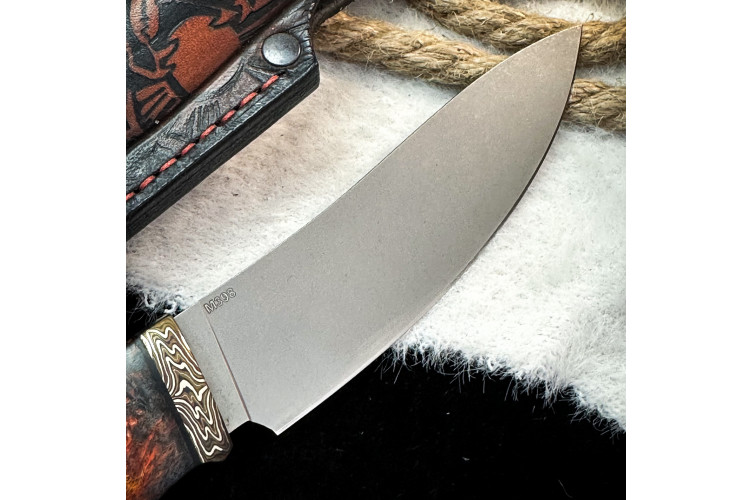 Нож Вежда Люкс (M398, стаб. кап клена, мокуме-гане)