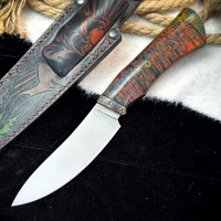 Нож Вежда Люкс (M398, стаб. кап клена, мокуме-гане)