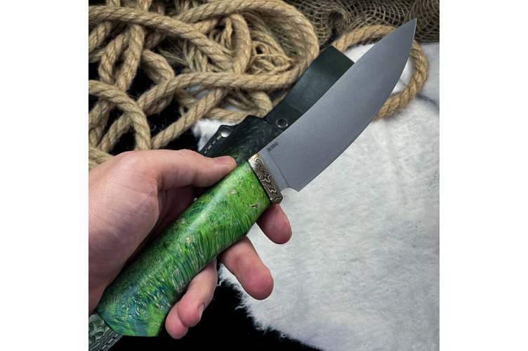 Нож Вежда Люкс (M390, стаб. кап клена, мокуме-гане)