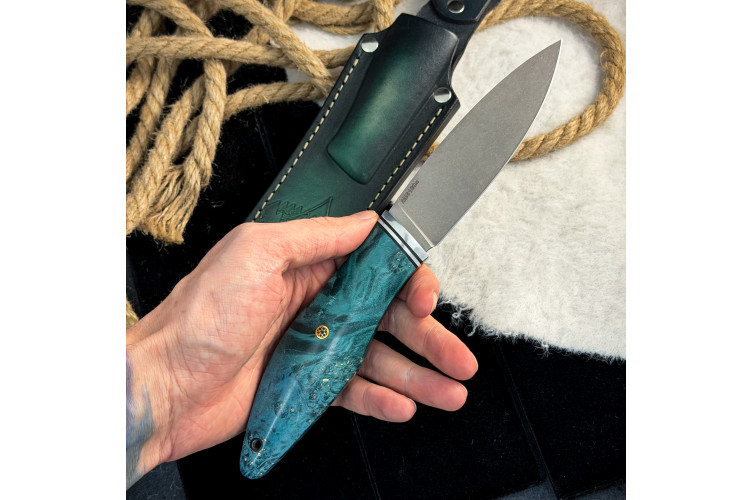 Нож Ять (AUS10Cobalt, стаб. кап клена)