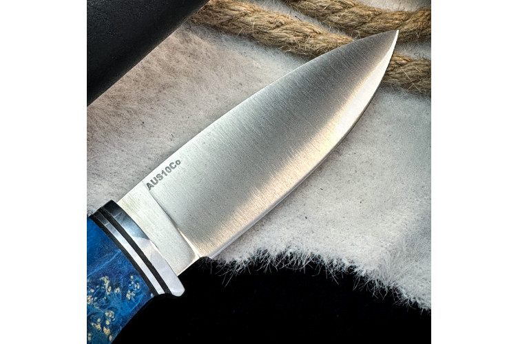 Нож Ять Линза (AUS10Cobalt, стаб. кап клена)