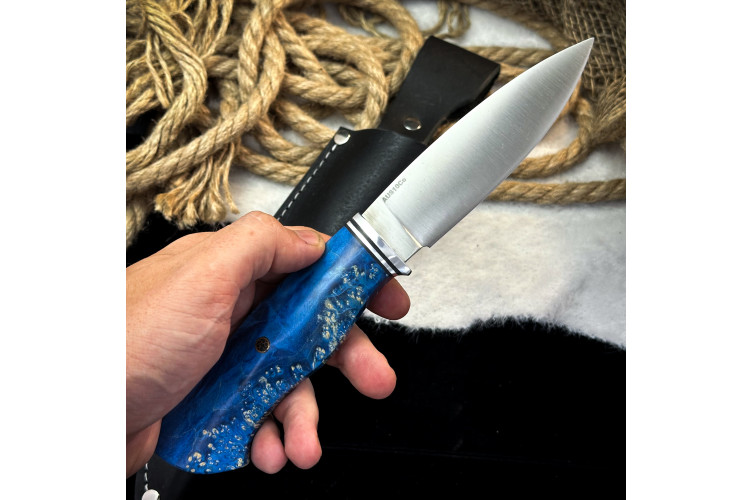 Нож Ять Линза (AUS10Cobalt, стаб. кап клена)