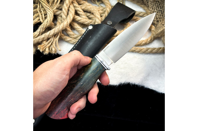 Нож Ять Линза (AUS10Cobalt, стаб. кап клена)