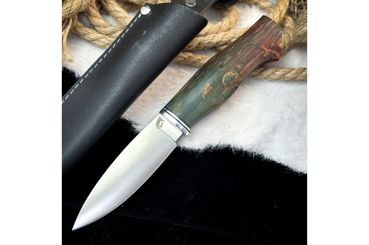 Нож Ять Линза (AUS10Cobalt, стаб. кап клена)